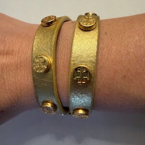 Tory Burch Gold Leather Wrap Bracelets